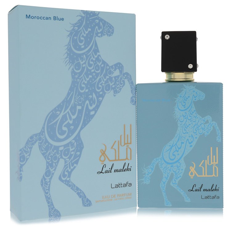 Lattafa Lail Maleki Morrocan Blue by Lattafa Eau De Parfum Spray (Unisex) 3.4 oz for Men